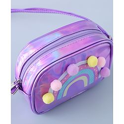 Babyhug Sling Bag with Rainbow Print and Soft Buttons - Purple