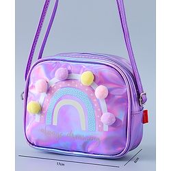 Babyhug Sling Bag with Rainbow Print and Soft Buttons - Purple