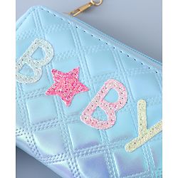 Babyhug Sling Bag with Sequin Baby Design & Fur Zipper - Blue