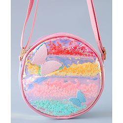 Babyhug Transparent Sling Bag Butterfly Applique - Pink