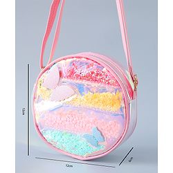 Babyhug Transparent Sling Bag Butterfly Applique - Pink