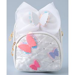 Babyhug Fashion Backpack with Butterfly Applique - Silver