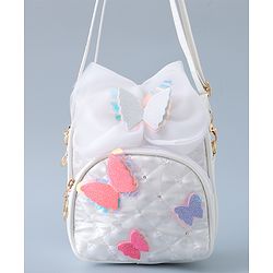 Babyhug Fashion Backpack with Butterfly Applique - Silver