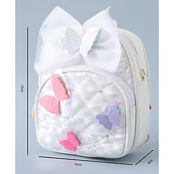 Babyhug Fashion Backpack with Butterfly Applique - Silver