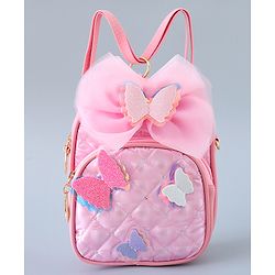 Babyhug Fashion Backpack with Butterfly Applique - Silver