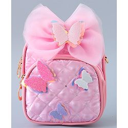 Babyhug Fashion Backpack with Butterfly Applique - Silver