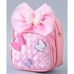 Babyhug Fashion Backpack with Butterfly Applique - Silver