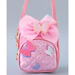 Babyhug Fashion Backpack with Butterfly Applique - Silver