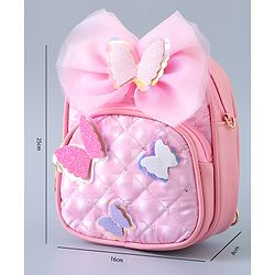 Babyhug Fashion Backpack with Butterfly Applique - Silver