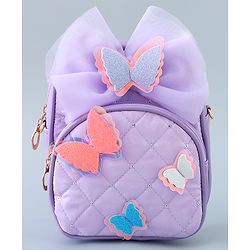 Babyhug Fashion Backpack with Butterfly Applique - Silver