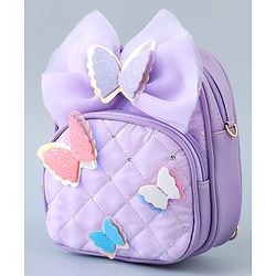 Babyhug Fashion Backpack with Butterfly Applique - Silver