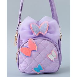 Babyhug Fashion Backpack with Butterfly Applique - Silver