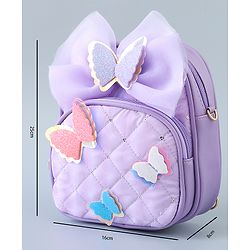 Babyhug Fashion Backpack with Butterfly Applique - Silver