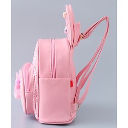 Babyhug Fashion Backpack with Bunny Design & Bow Applique - Pink