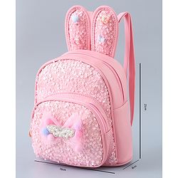 Babyhug Fashion Backpack with Bunny Design & Bow Applique - Pink