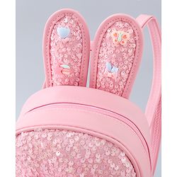 Babyhug Fashion Backpack with Bunny Design & Bow Applique - Pink