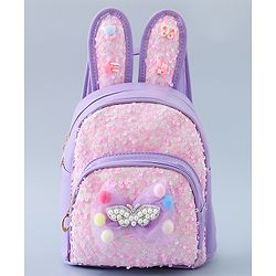 Babyhug Fashion Backpack with Bunny Design & Bow Applique - Pink