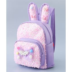 Babyhug Fashion Backpack with Bunny Design & Bow Applique - Pink