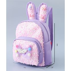 Babyhug Fashion Backpack with Bunny Design & Bow Applique - Pink