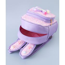 Babyhug Fashion Backpack with Bunny Design & Bow Applique - Pink