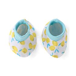 Babyhug 100% Cotton Cap Mittens And Booties Fruit Print -Yellow