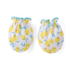 Babyhug 100% Cotton Cap Mittens And Booties Fruit Print -Yellow