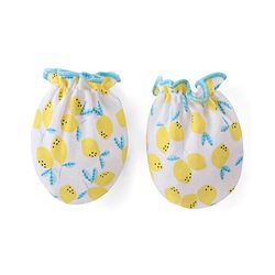 Babyhug 100% Cotton Cap Mittens And Booties Fruit Print -Yellow