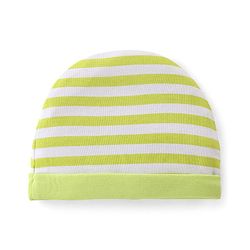 Babyhug 100% Cotton Knit  Cap Mittens & Booties Set Striped - Green  & White