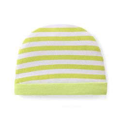 Babyhug 100% Cotton Knit  Cap Mittens & Booties Set Striped - Green  & White