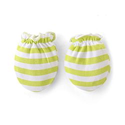 Babyhug 100% Cotton Knit  Cap Mittens & Booties Set Striped - Green  & White