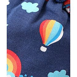 Babyhug 100% Cotton Knit Mittens & Booties Set Hot Air Balloon Print - Navy Blue