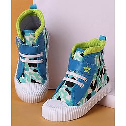 Cute Walk by Babyhug Casual Shoes with Velcro Closure Camouflage Print - Blue