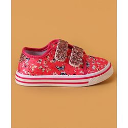Cute Walk by Babyhug Casual Shoes with Velcro Closure Butterfly Print - Pink - EU 25 Pink