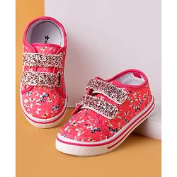 Cute Walk by Babyhug Casual Shoes with Velcro Closure Butterfly Print - White
