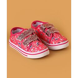 Cute Walk by Babyhug Casual Shoes with Velcro Closure Butterfly Print - White