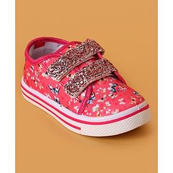 Cute Walk by Babyhug Casual Shoes with Velcro Closure Butterfly Print - White