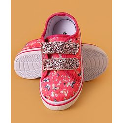 Cute Walk by Babyhug Casual Shoes with Velcro Closure Butterfly Print - White