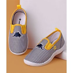 Cute Walk by Babyhug Slip On Casual Striped Shoes with Dino Patch - Yellow