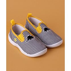 Cute Walk by Babyhug Slip On Casual Striped Shoes with Dino Patch - Yellow