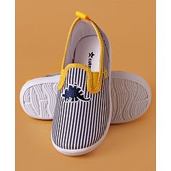 Cute Walk by Babyhug Slip On Casual Striped Shoes with Dino Patch - Yellow