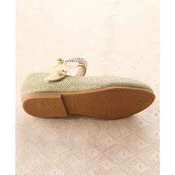 Cute Walk by Babyhug Velcro Closure Belly with Stone Lace & Flower Applique - Gold