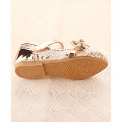 Cute Walk by Babyhug Ballerina Shoes with Bow Applique & Velcro Closure- Champagne