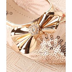 Cute Walk by Babyhug Ballerina Shoes with Bow Applique & Velcro Closure- Champagne
