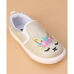 Cute Walk by Babyhug Unicorn Embroidered Slip On Casual Shoes - White