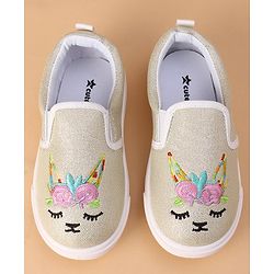Cute Walk by Babyhug Unicorn Embroidered Slip On Casual Shoes - White