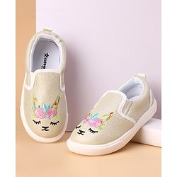 Cute Walk by Babyhug Unicorn Embroidered Slip On Casual Shoes - White
