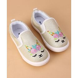Cute Walk by Babyhug Unicorn Embroidered Slip On Casual Shoes - White