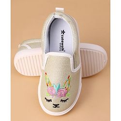 Cute Walk by Babyhug Unicorn Embroidered Slip On Casual Shoes - White