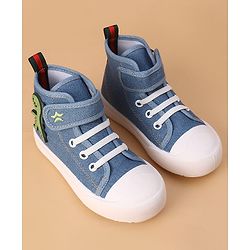 Cute Walk by Babyhug Casual Shoes With Velcro Closure Dino Patch - Blue