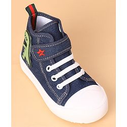 Cute Walk by Babyhug Casual Shoes With Velcro Closure Dino Patch - Navy Blue